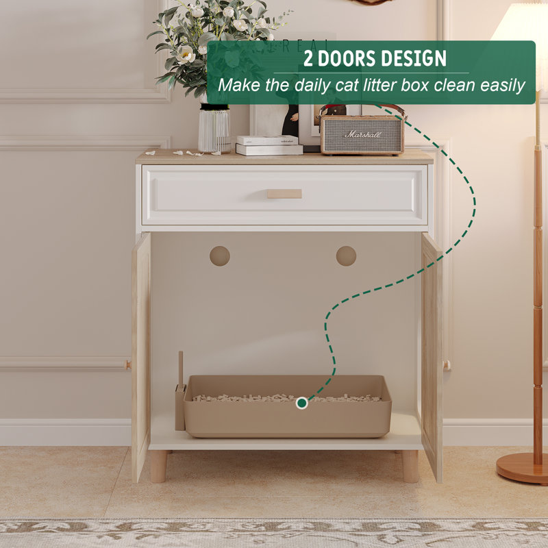 Tucker Murphy Pet™ Cat Litter Box Enclosure Indoor Wood Cat Crate